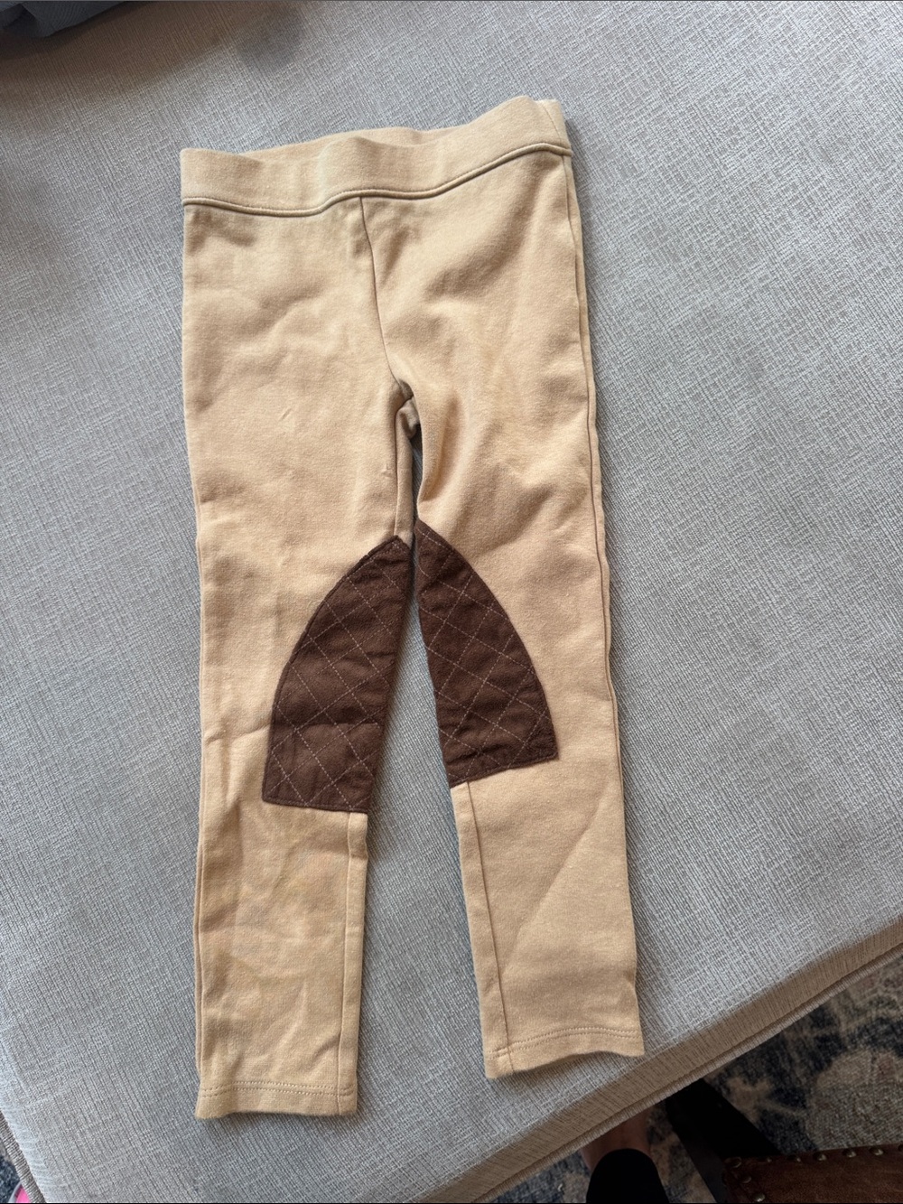 Janie and Jack Tan Leggings with Brown Quilted Knee Patches